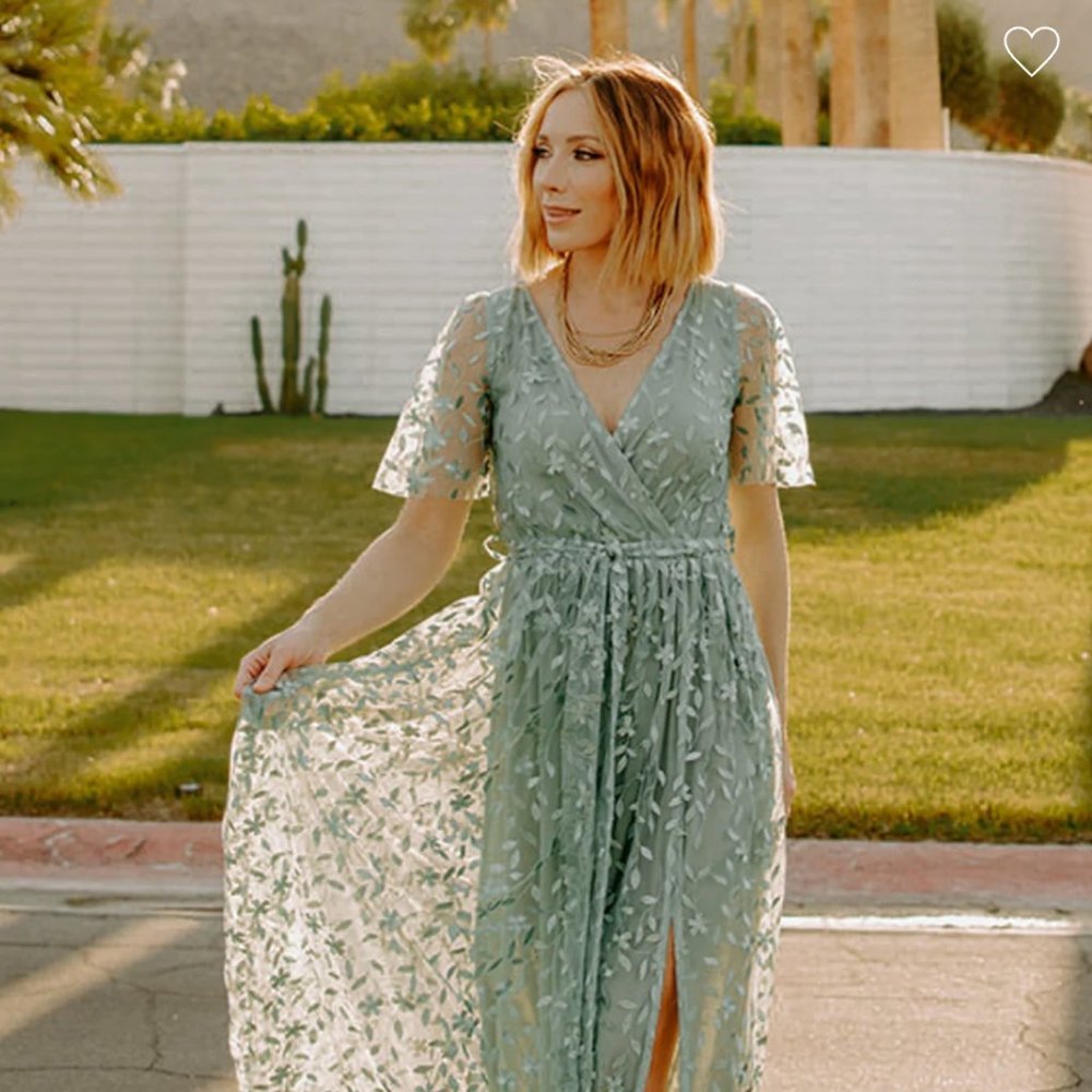 Brand New Sage Green Marseille Embossed Maxi Dress
